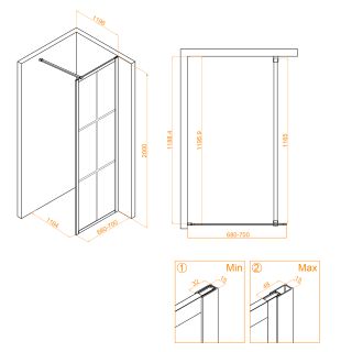 Душевая перегородка RGW WA-110Gb 351011007-16 70см брашированное золото